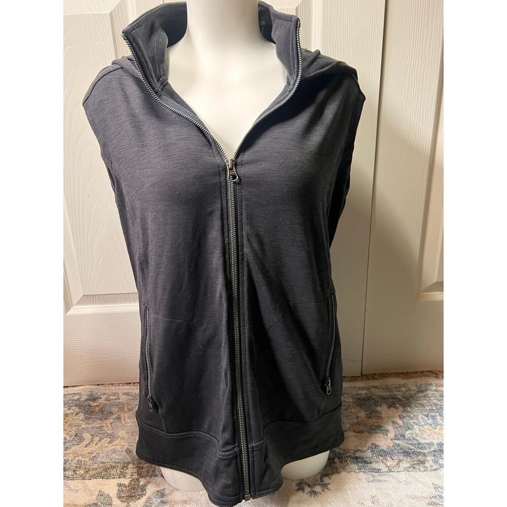 KUHL Mova Women's L Full Zip Hooded Vest Black Sleeveless Outdoor Athletic